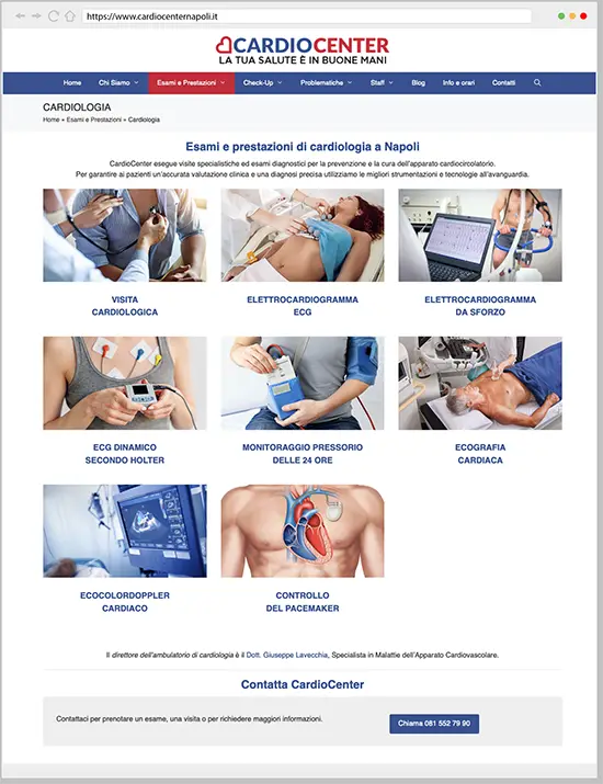 sviluppo del sito web cardiocenter