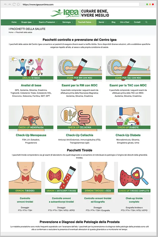 pacchetti sito web medico Igea