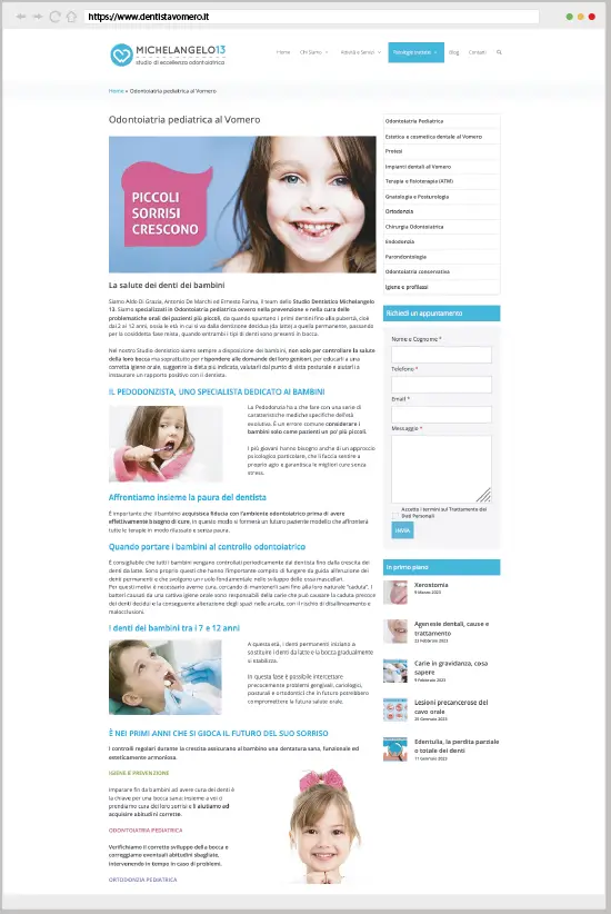 realizzazione sito web michelangelo13 ortodonzia pediatrica